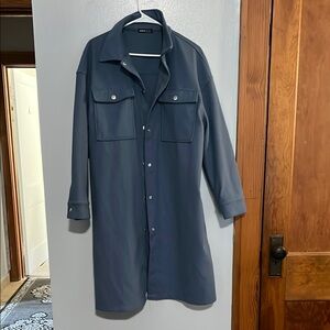 SHEIN Blue Trench Coat Classic Design